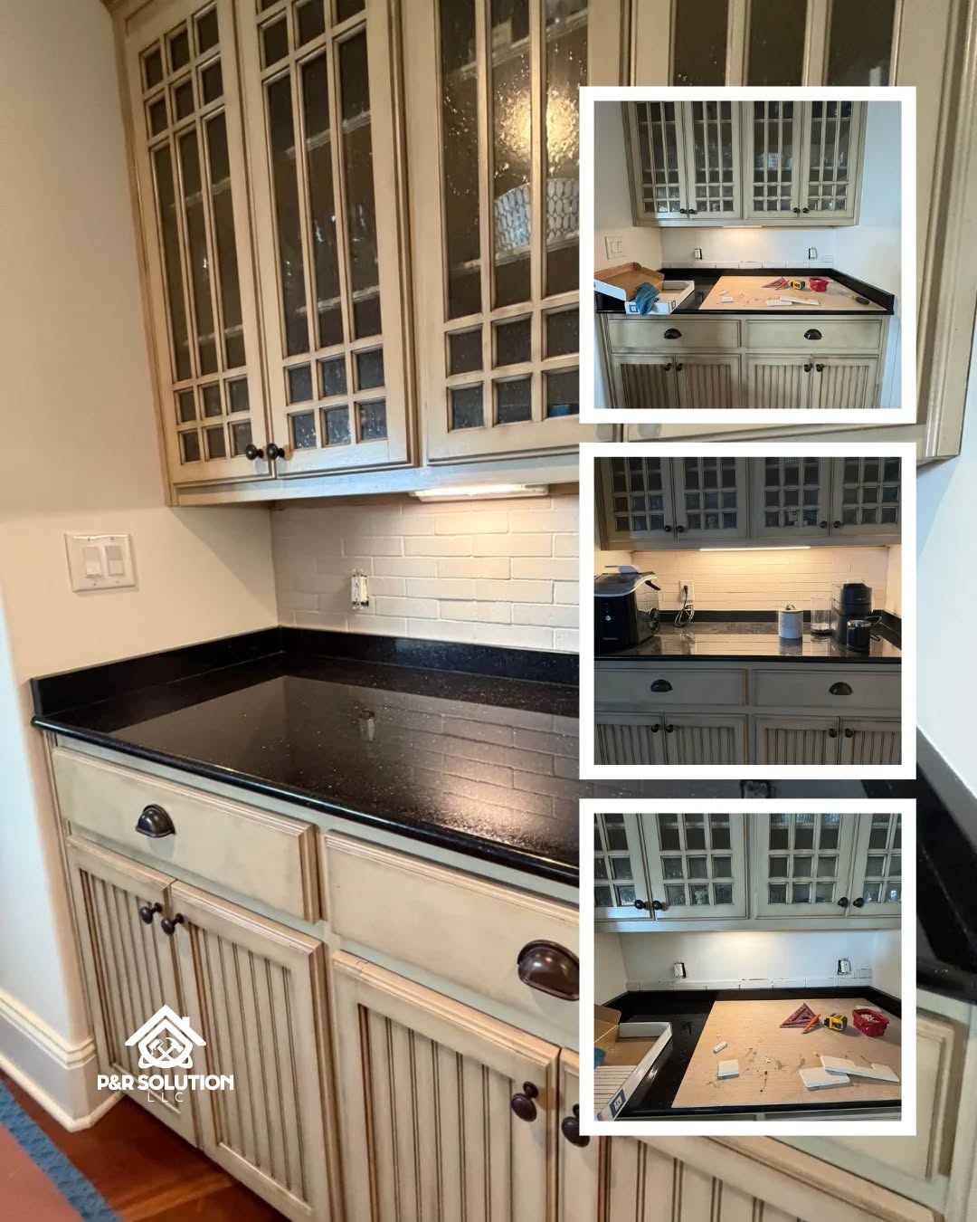 Kitchen remodel with bright cabinetry and backsplash